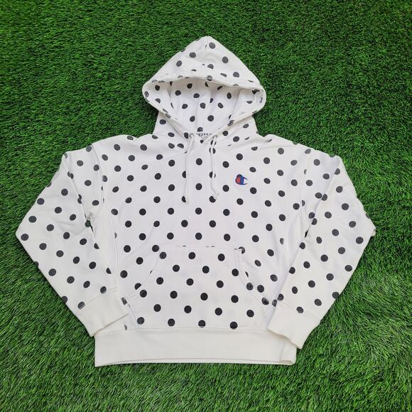 Vintage Y2K Champion Polka-Dot Hoodie Womens Medium 19x21 Reverse-Weave - Picture 1 of 13